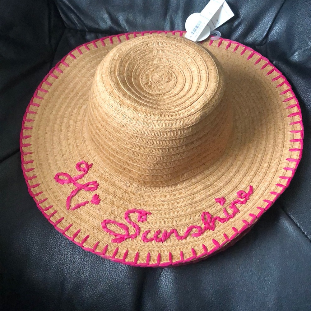Girls “Hi sunshine” Straw Hat — Girls Size L-XL — NWT